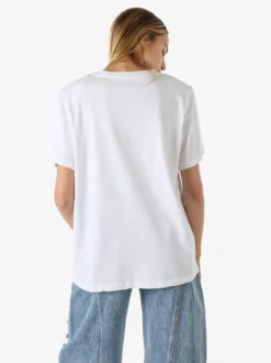Solada T-shirt donna oversize con spalline imbottite e stampa - bianco
