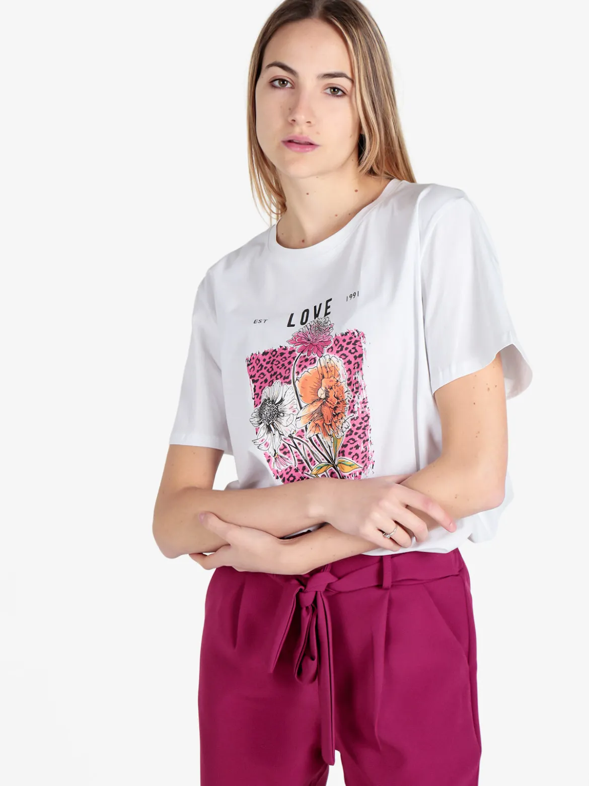Solada T-shirt donna oversize con stampa fiori