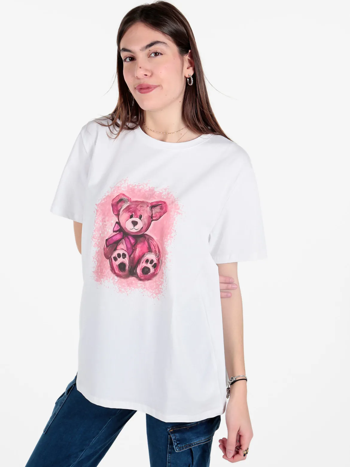 Solada T-shirt donna oversize con stampa orsacchiotto