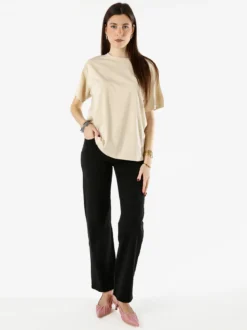 Solada T-shirt donna oversize con strass - beige