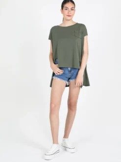 Solada T-shirt donna oversize con taschino