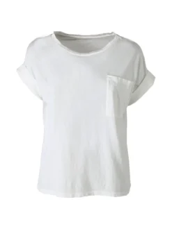 Solada T-shirt donna oversize in cotone con taschino - bianco