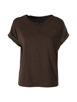 Solada T-shirt donna oversize in cotone con taschino - moro