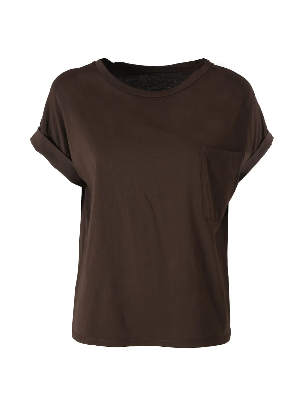 Solada T-shirt donna oversize in cotone con taschino - moro