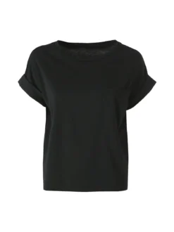 Solada T-shirt donna oversize in cotone con taschino - nero