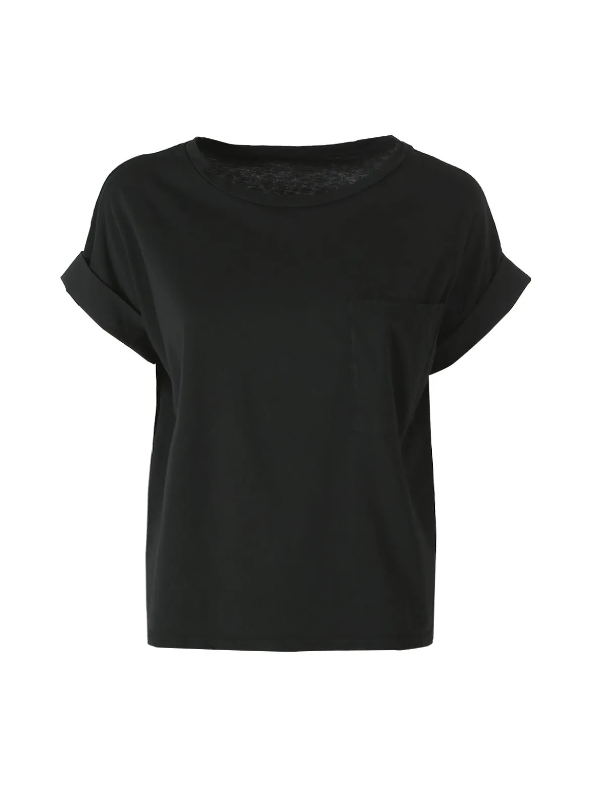 Solada T-shirt donna oversize in cotone con taschino - nero