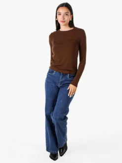 Solada T-shirt girocollo da donna a maniche lunghe - moro