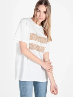 Solada T-shirt girocollo da donna con stampa e dettagli strass