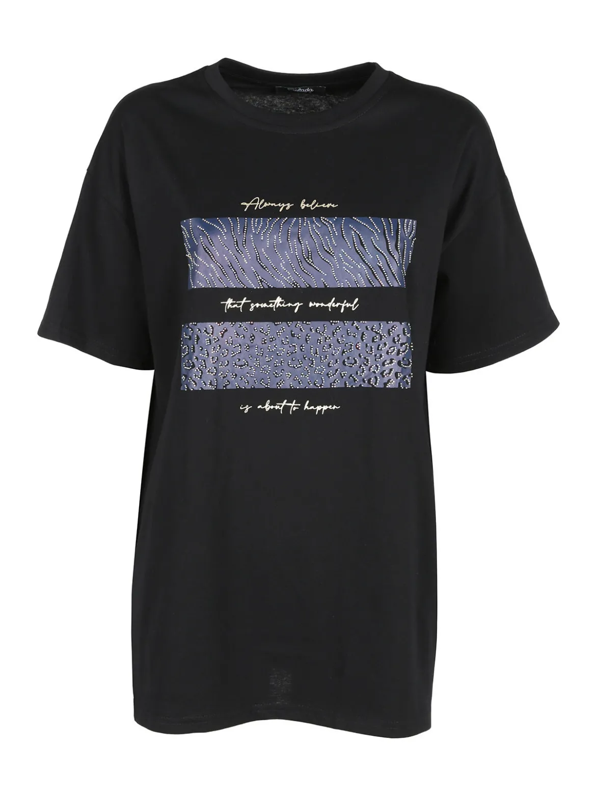 Solada T-shirt girocollo da donna con stampa e dettagli strass