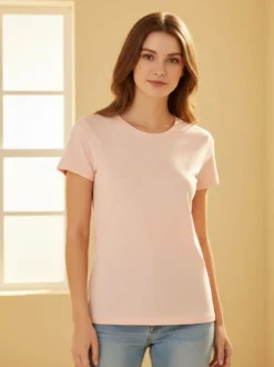 Solada T-shirt girocollo da donna in cotone - cipria