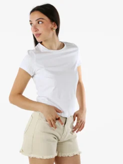 Solada T-shirt girocollo da donna in cotone elasticizzato - bianco
