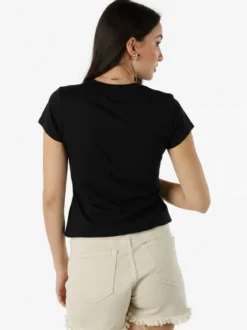 Solada T-shirt girocollo da donna in cotone elasticizzato - nero