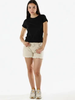 Solada T-shirt girocollo da donna in cotone elasticizzato - nero