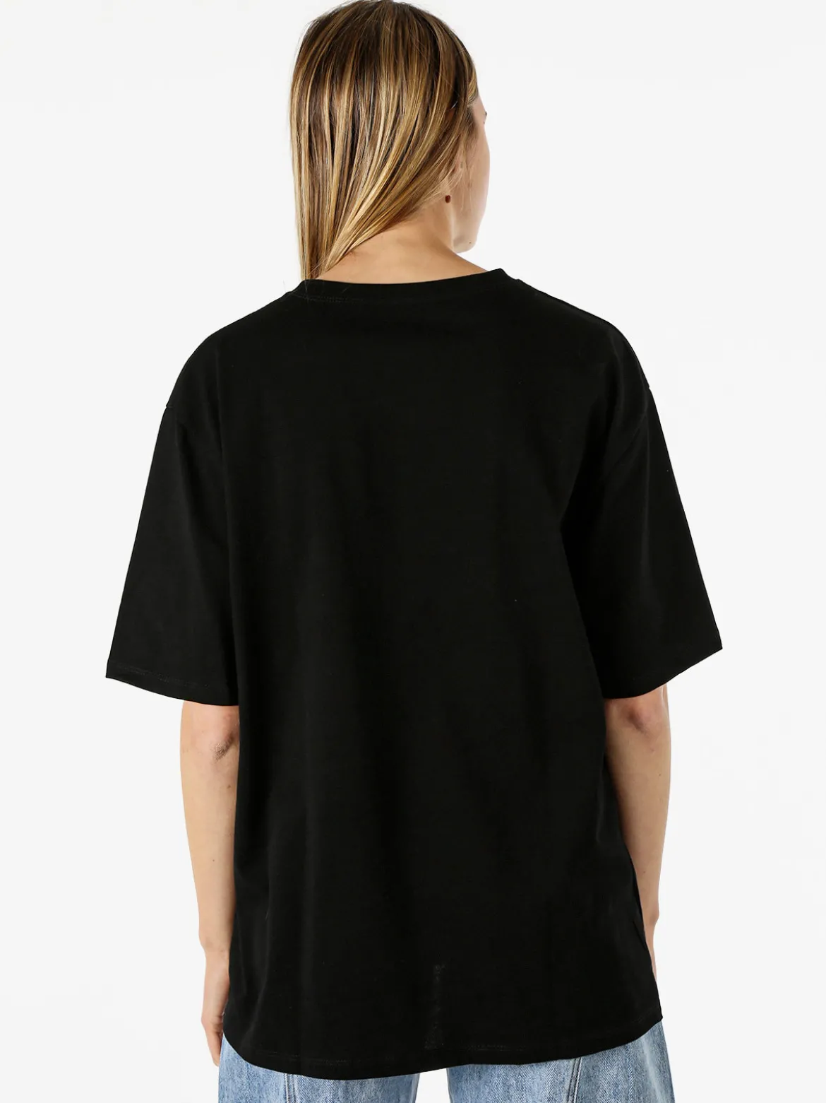 Solada T-shirt oversize da donna con lustrini e microborchie - nero