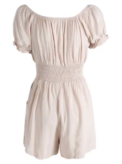Solada Tuta jumpsuite corta da donna con scollo a barca - beige