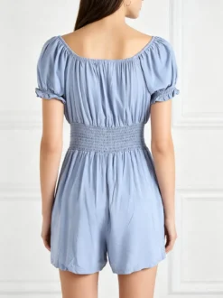 Solada Tuta jumpsuite corta da donna con scollo a barca - blu