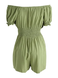 Solada Tuta jumpsuite corta da donna con scollo a barca - verde