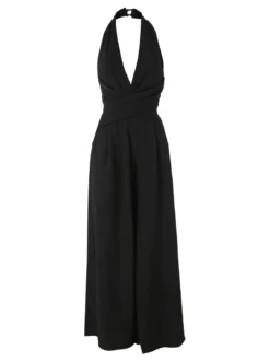 Solada Tuta jumpsuite da donna con coppe imbottite e allacciatura al collo - nero