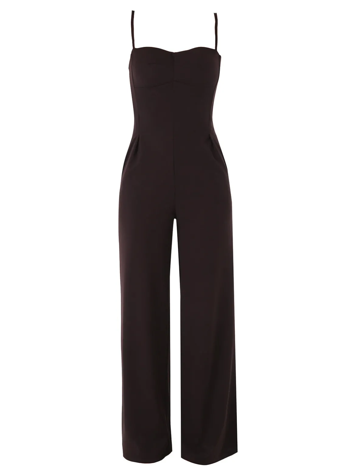 Solada Tuta jumpsuite da donna con spalline strette e coppe imbottite - moro
