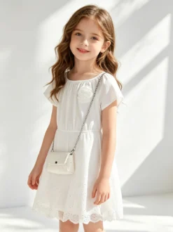 Solada Vestito da bambina a maniche corte con gonna in tulle e strass