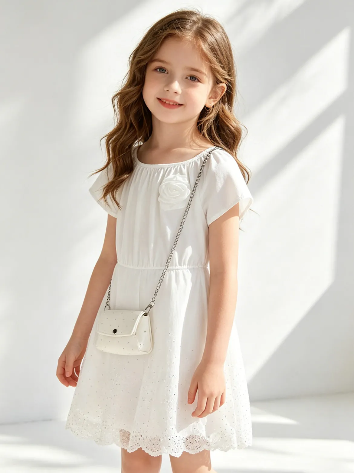 Solada Vestito da bambina a maniche corte con gonna in tulle e strass