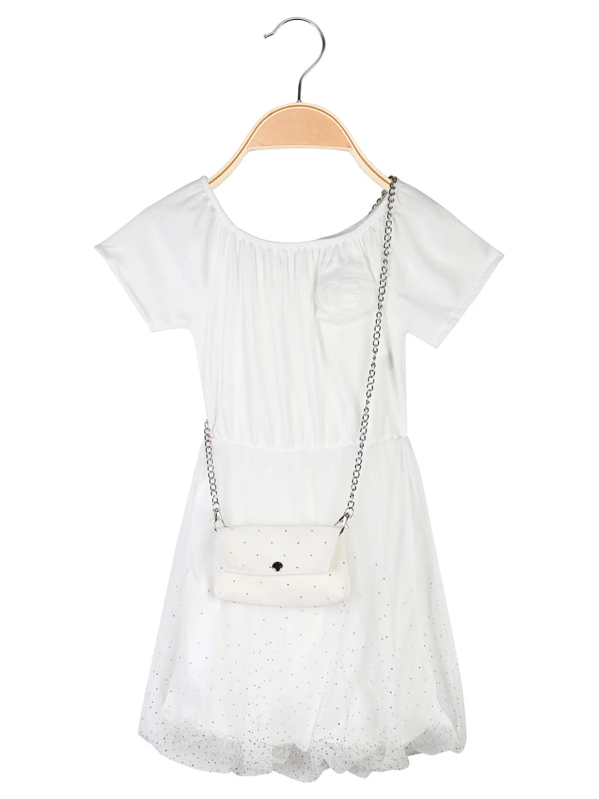 Solada Vestito da bambina a maniche corte con gonna in tulle e strass