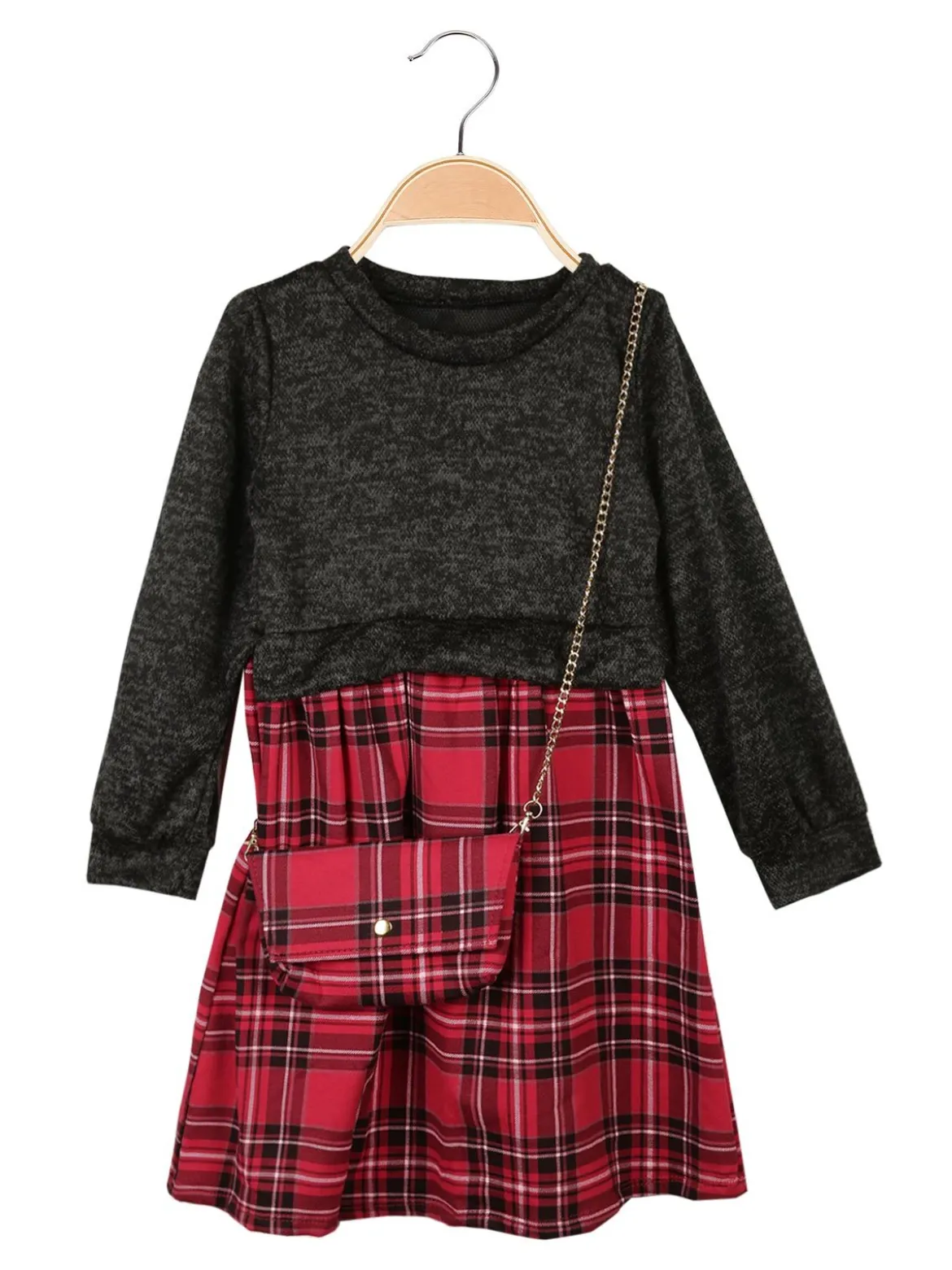 Solada Vestito da bambina scozzese a manica lunga