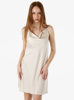 Solada Vestito da donna con spalline sottili e scollo a cascata - beige