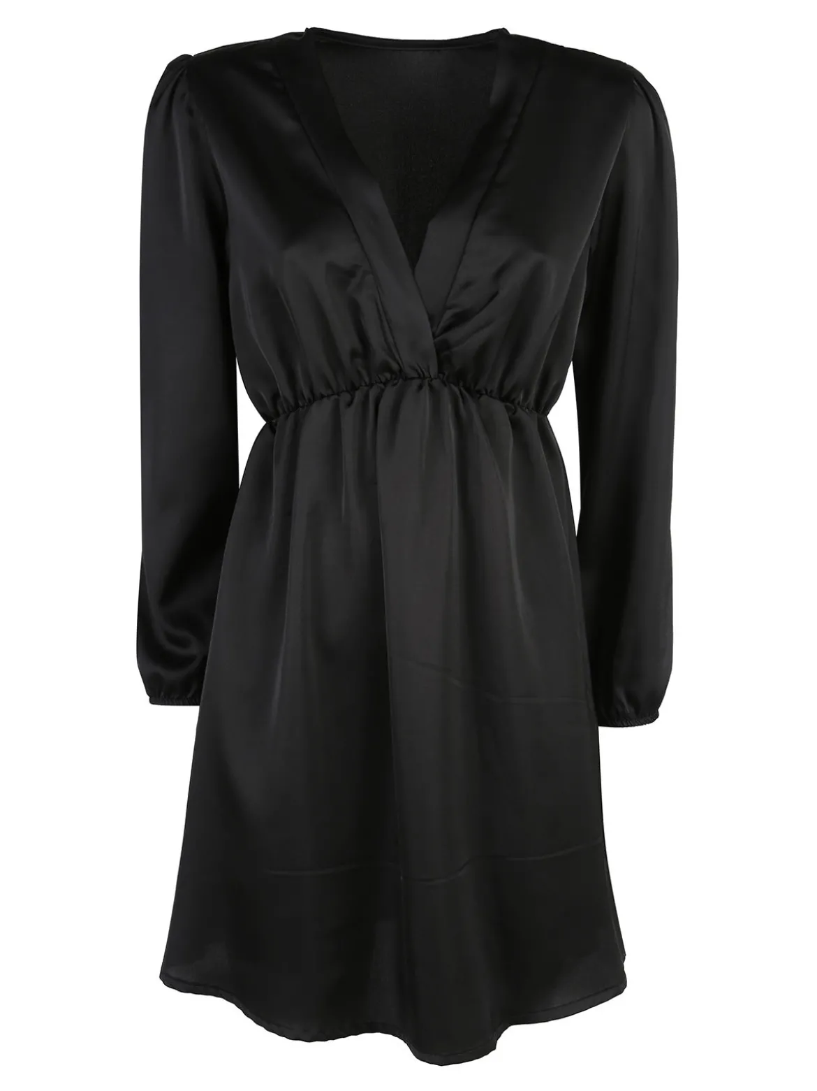 Solada Vestito donna a maniche lunghe con scollo a V - nero