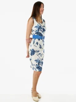 Solada Vestito donna a tubino senza maniche con stampa floreale - blu