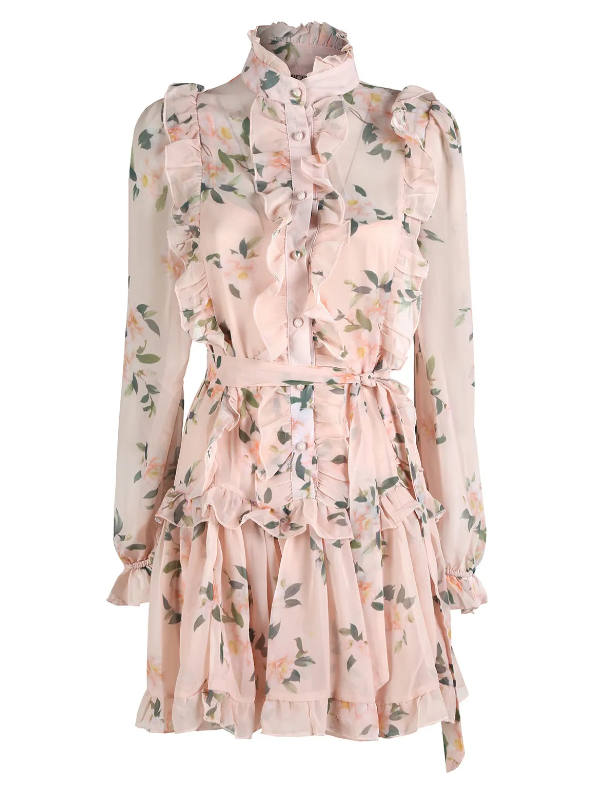 Solada Vestito donna floreale a maniche lunghe velate