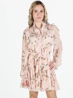 Solada Vestito donna floreale a maniche lunghe velate