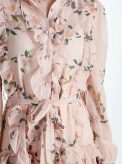 Solada Vestito donna floreale a maniche lunghe velate