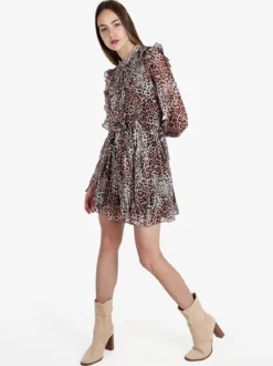 Solada Vestito donna maculato a maniche lunghe con rouge