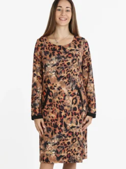 Solada Vestito donna manica lunga con stampa animalier