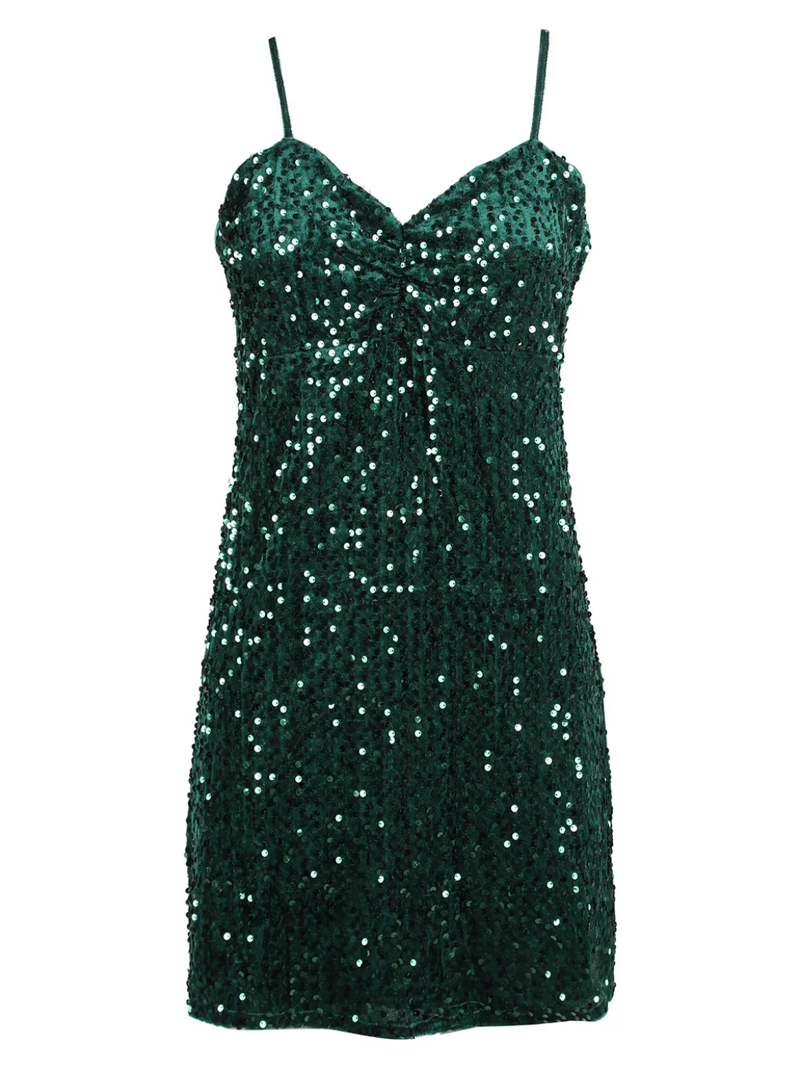 Solada Vestito donna midi in ciniglia con paillettes e spalline sottili