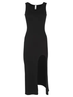Solada Vestito donna smanicato a costine con spacco