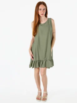 Solada Vestito donna smanicato con fiocco sul retro del collo - militare