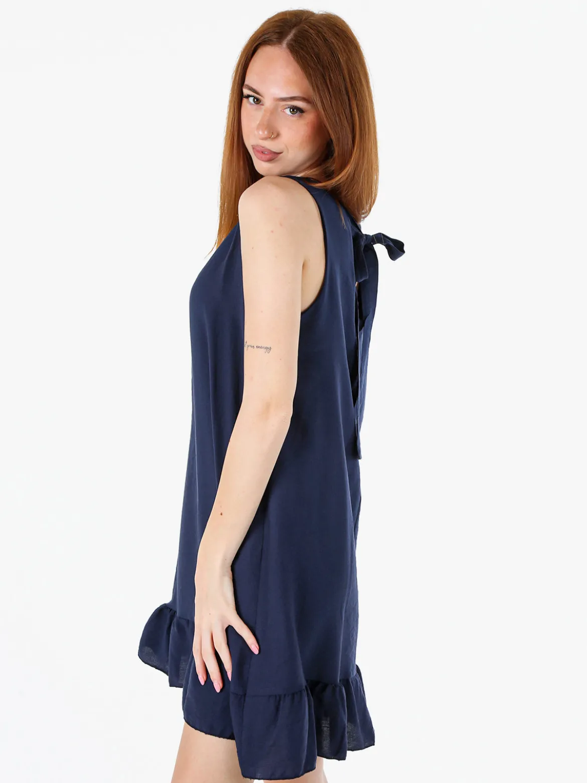 Solada Vestito donna smanicato con fiocco sul retro del collo - blu scuro