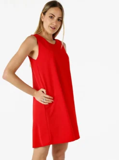 Solada Vestito donna smanicato in tinta unita - rosso