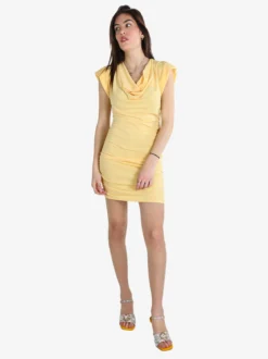 Solada Vestito drappeggiato da donna a maniche corte con spalle imbottite