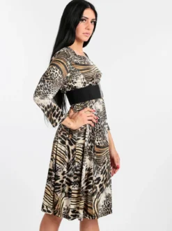 Solada Vestito leopardato manica a 3/4