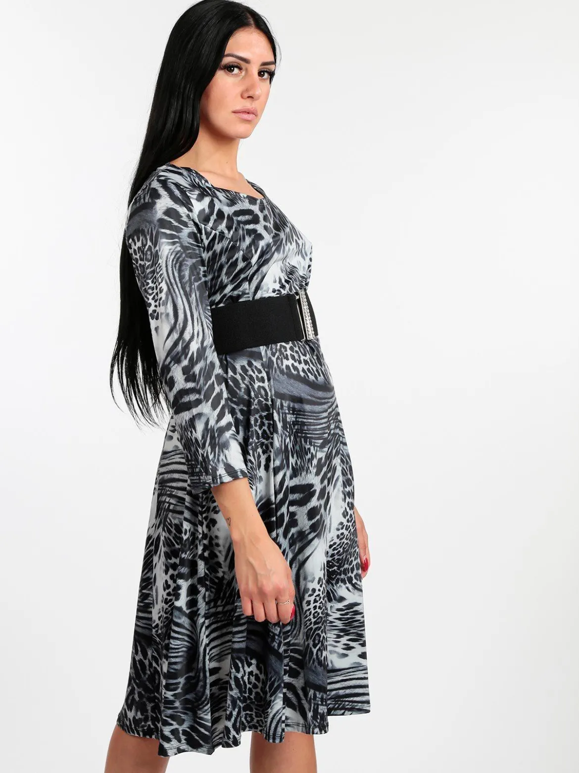 Solada Vestito leopardato manica a 3/4