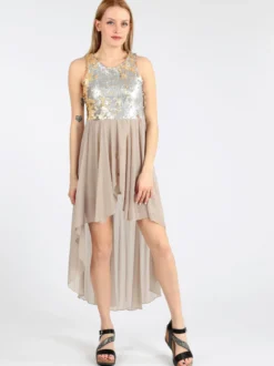Solada Vestito smanicato con paillettes e schiena scoperta