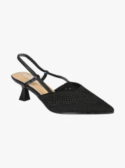 Soleil Slingback donna in maglia con cinturino elastico e tacco a rocchetto - nero