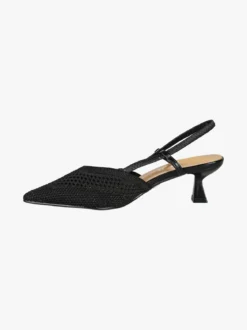 Soleil Slingback donna in maglia con cinturino elastico e tacco a rocchetto - nero