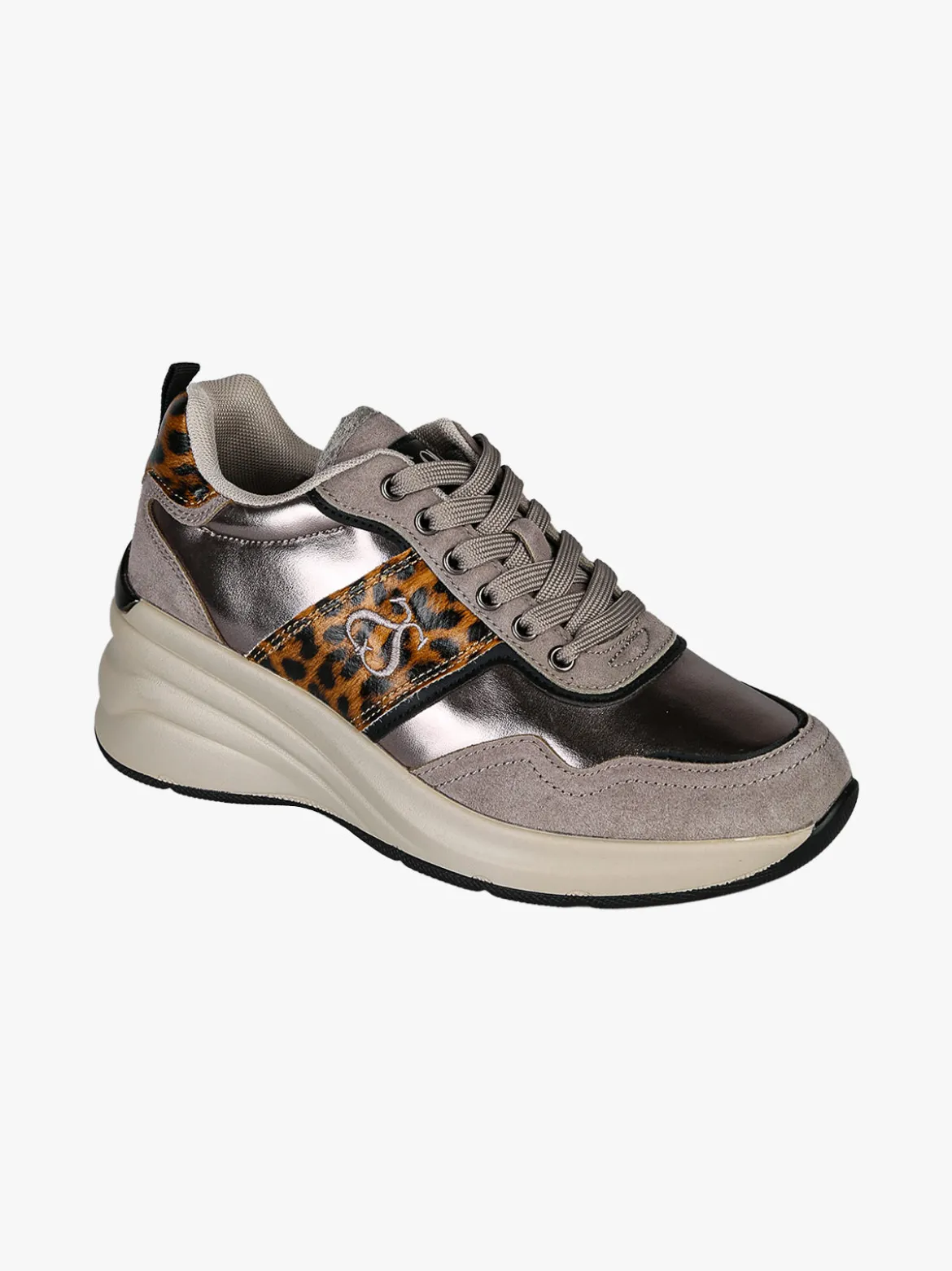 Solo Soprani Sneakers donna con zeppa e dettagli animalier - taupe
