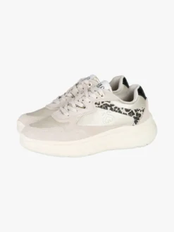 Solo Soprani Sneakers donna in pelle con dettagli animalier e platform - taupe