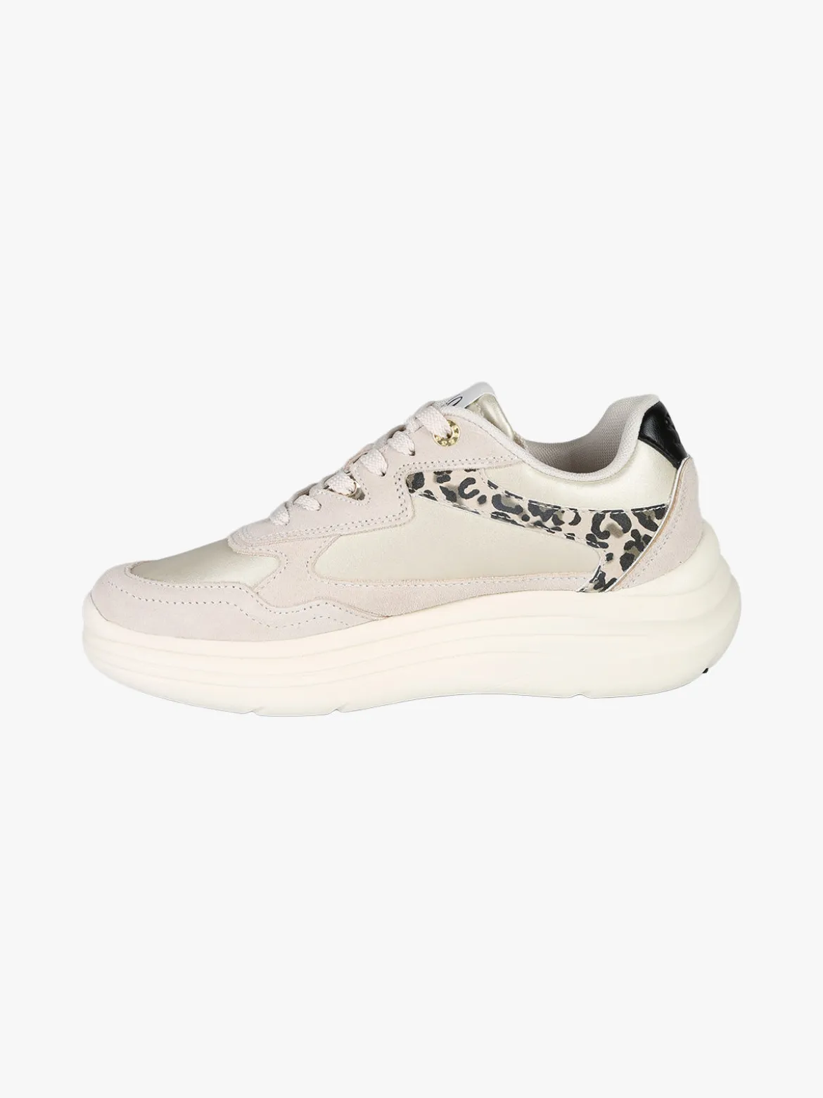Solo Soprani Sneakers donna in pelle con dettagli animalier e platform - taupe