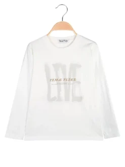Street Porter T-shirt da bambino in cotone a maniche lunghe - bianco